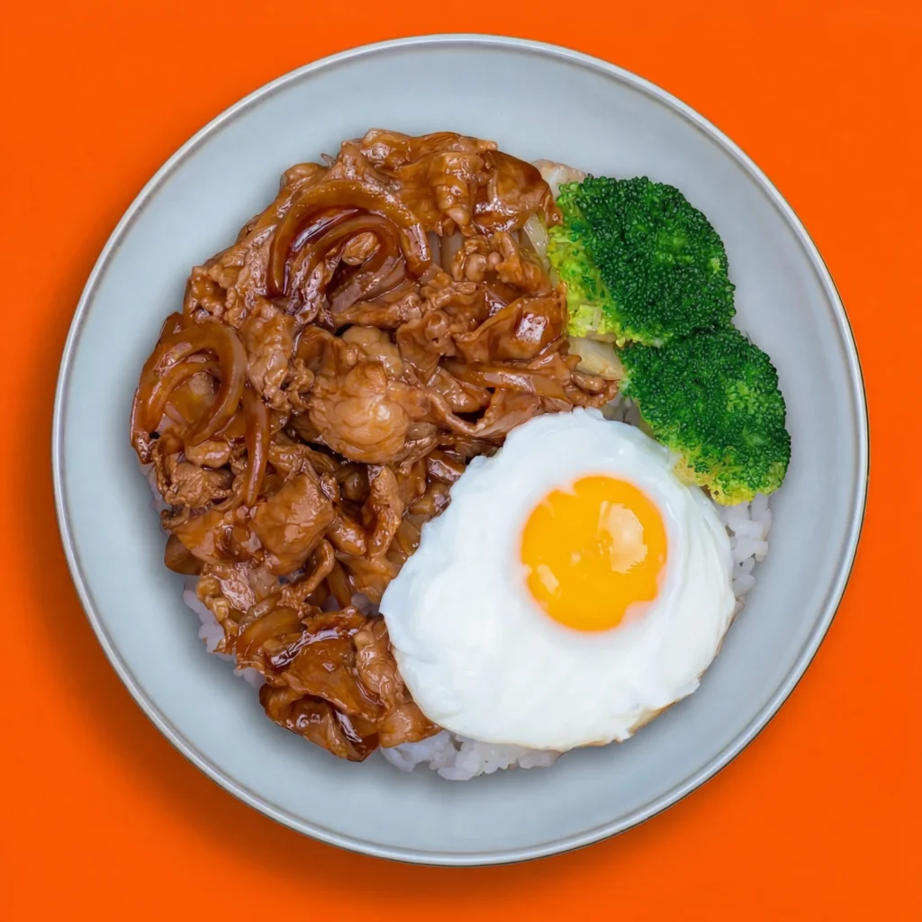 Arroz blanco con ternera Gyudon