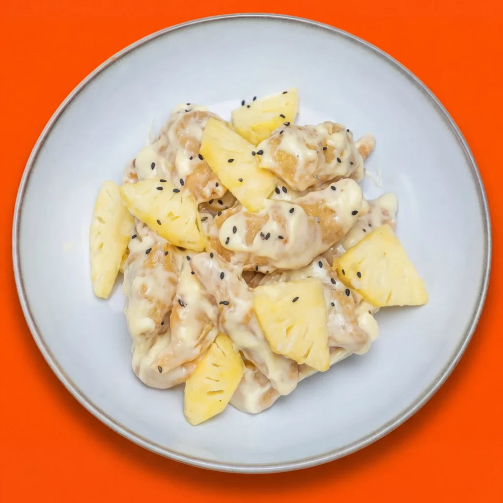 Cerdo con mostaza y piña